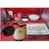 Image 1 : Home Lot w/ Fireplace Bellow, Solid Brass Frame, Ashtray, & More