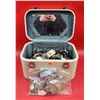 Image 1 : VTG Train Case w/ Assorted Costume Jewelry