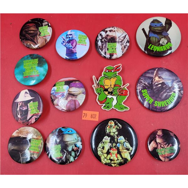 Collection of 13 VTG Teenage Mutant Ninja Turtles Pins/Badges