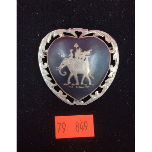 Large Sterling Heart-Shaped Brooch