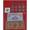 Image 1 : Lot Of VTG Coins & 2 Old Banknotes