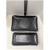 Image 1 : Nugu set of four each Coupe Rectangle platters (med/lg) #20 black