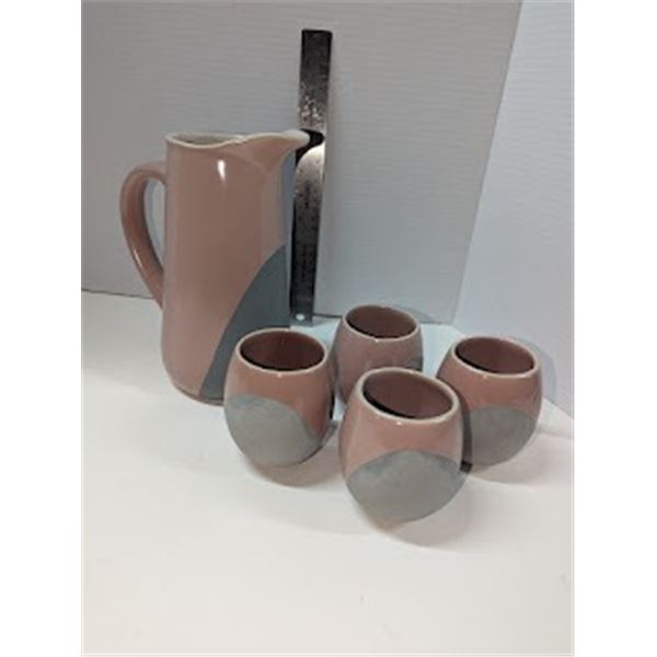 Nugu Pitcher and tea mugs (4) #30 pink/grey