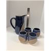 Image 1 : Nugu Pitcher and tea mugs (4) #31 blue/tan