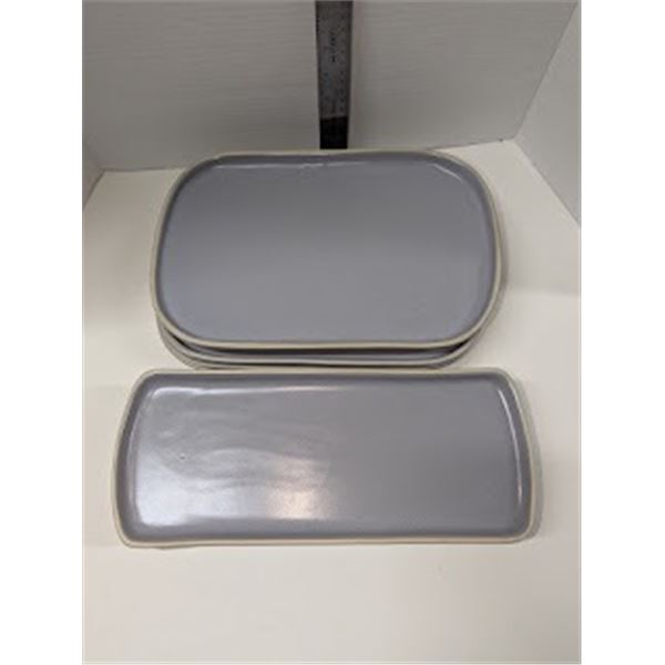 Nugu set of four each rectangular platters sm/med #3 grey
