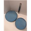 Image 1 : Nugu set of four each short edge salad/dinner plates #21 blue