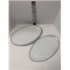 Image 1 : Nugu set of four curve edge oval platters #10 white/green