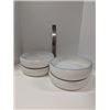 Image 1 : Nugu set of four large curve edge bowls #10 white/green trim