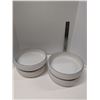 Image 1 : Nugu set of four large curve edge bowls #10 white/green trim