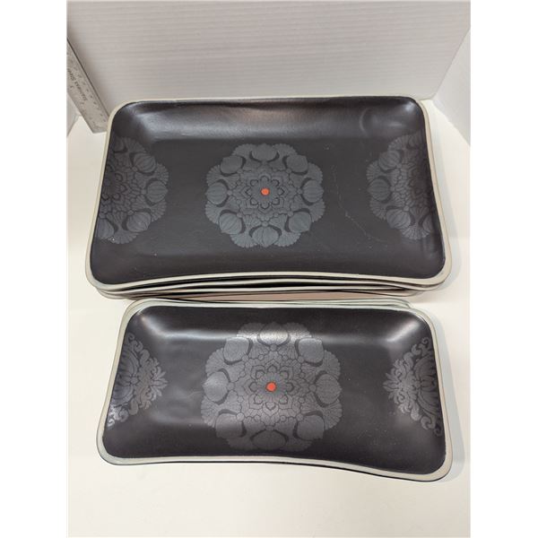 Nugu set of six each Coupe Rectangle platters (med/lg) #20 black