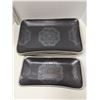 Image 1 : Nugu set of six each Coupe Rectangle platters (med/lg) #20 black