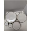 Image 1 : Nugu set of six each straight edge dip bowls/side/salad/dinner plates #12 brick