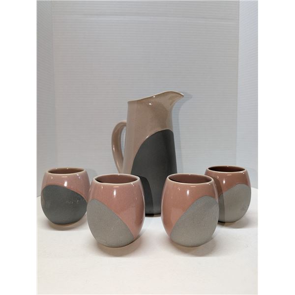 Nugu Pitcher and tea mugs (4) #30 pink/grey