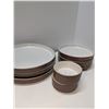 Image 2 : Nugu set of three each straight edge side/salad plates plus two dip bowls #12 brick