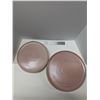Image 1 : Nugu set of four each short edge salad/dinner plates #23 pink