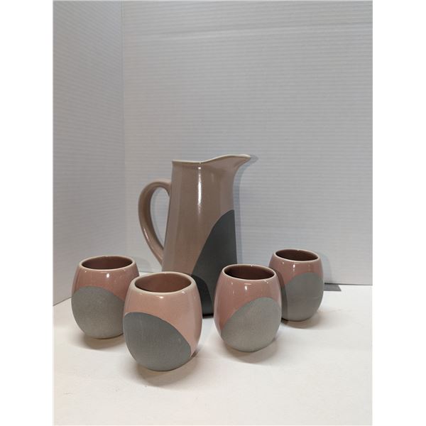 Nugu Pitcher and tea mugs (4) #30 pink/grey