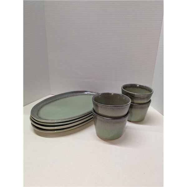 Nugu set of four each small dip bowls/small rectangular platters #9