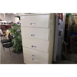 Beige 5 Drawer Lateral File Cabinet