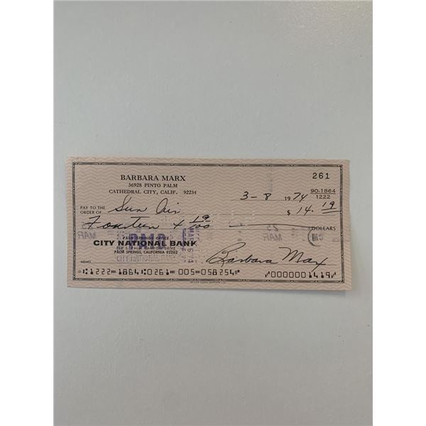 Barbara Marx signed check