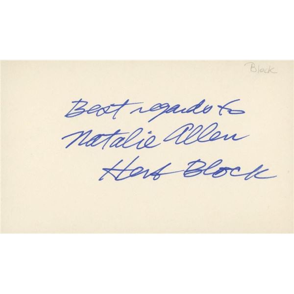 Cartoonist Herb Block signed note