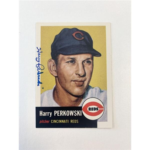 Harry Perkowski signed baseball card