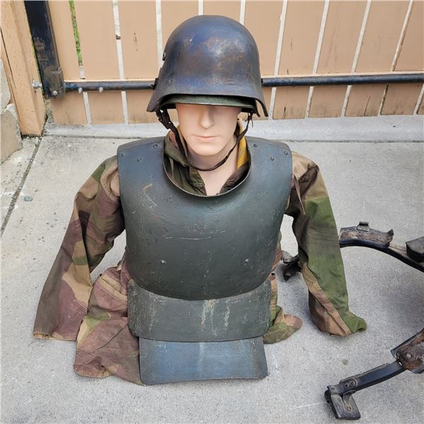 WW1 German Sappenpanzer Trench Body Armour Plus Original Helmet & Brow Plate