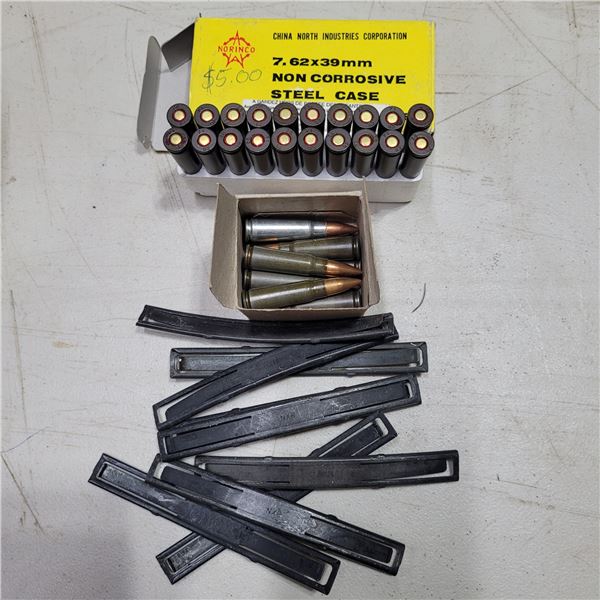 7.62x39 Norinco Cartridges and 11 7.62x39 Military Surplus Cartridges