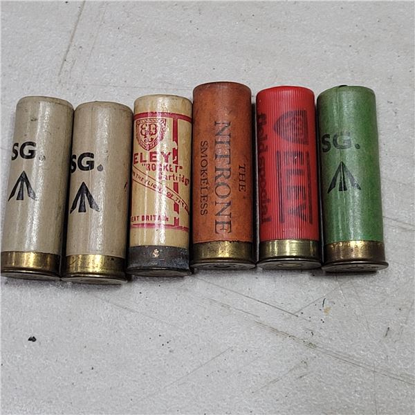 6 Collectible Ely & Kynoch 12 ga Shotshells