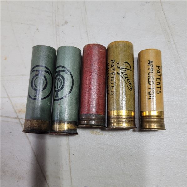 5 Collectible 12ga, 16ga  & 20ga Shotshells