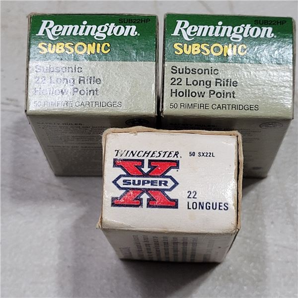 22 LR Remington Subsonic Cartridges & Winchester 22 Long Cartridges