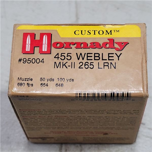 455 Webley Mk II 265gr  Factory  Hornady Cartridges