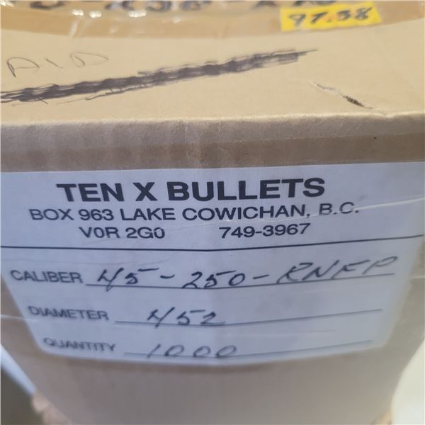 .45 Caliber 250gr RNFP Ten X Bullets 1000 Pieces
