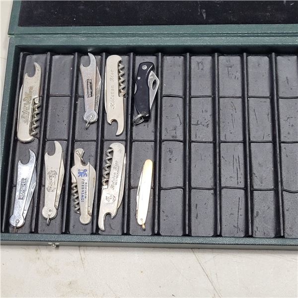 9 Small Knives/Corkscrews in Case