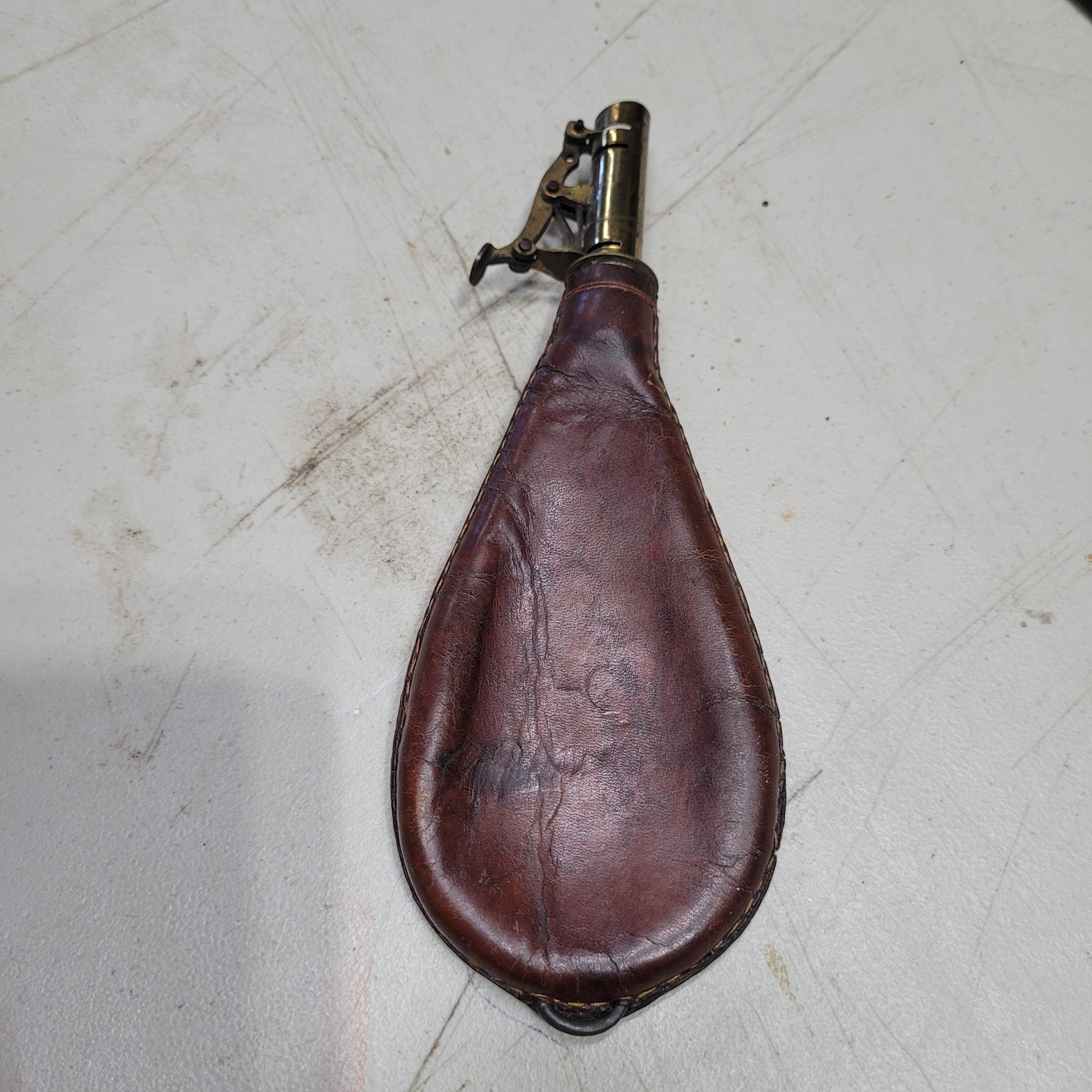 Powder Shot Flask Vintage Leather Powder/Shot Flask