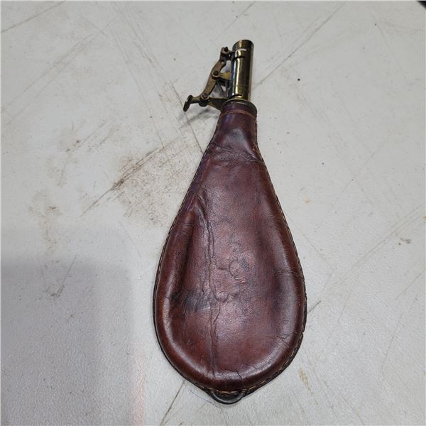 Vintage Leather Powder/Shot Flask