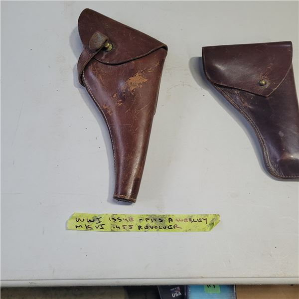 2 Revolver Holsters - 1 WWII Webley Holster