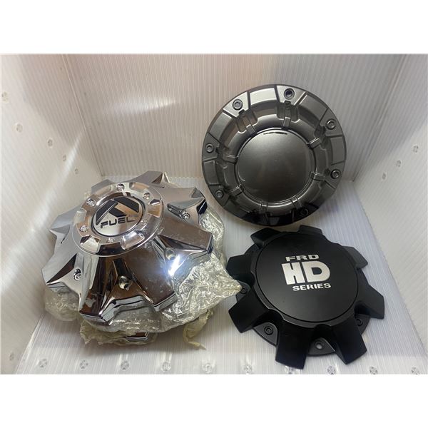 Group of assorted wheel caps - FRD HD Series & FUEL