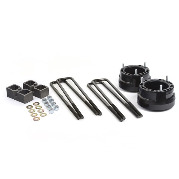 1994-2013 Dodge Ram 2500, 3500 w/std axle, 2" front leveling kit, w/blocks & SQR UBolts