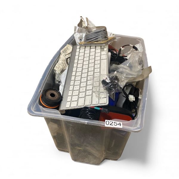 Tote full of assorted Mopar car parts