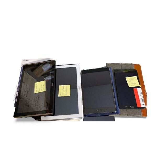 Group of assorted tablets & covers - Samsung Tab A7 8GB, Acer Iconics One 10 x 2
