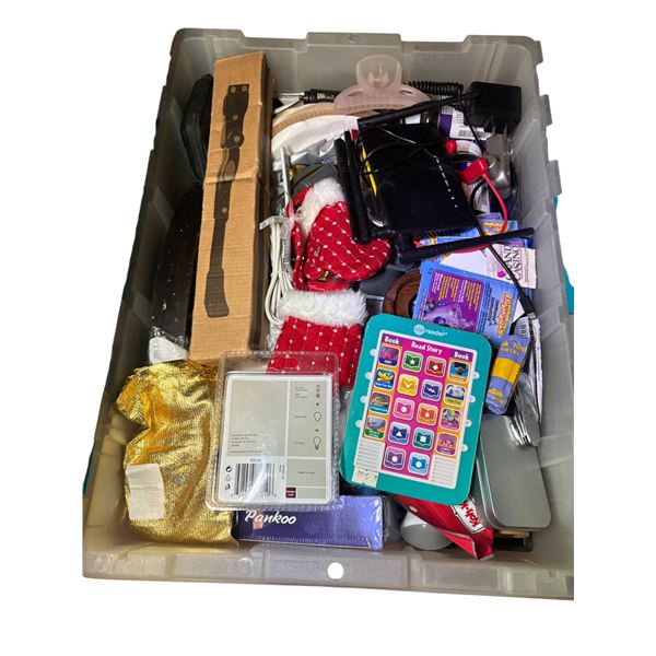 Tote full of misc. items from residential downsizing