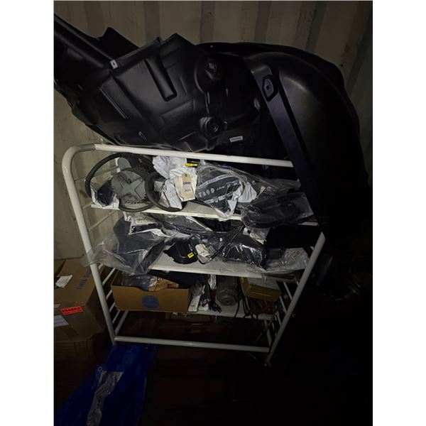 Rack full of assorted Mopart auto-parts (rack not included)