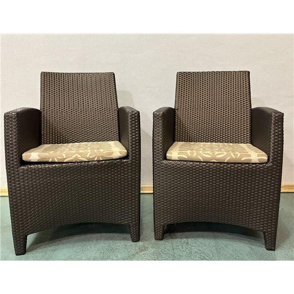 Pair of JANUS et Cie Woven Patio Lounge Chairs 22"W, 34.5"H, 19" D (Moderate Wear & Tear)