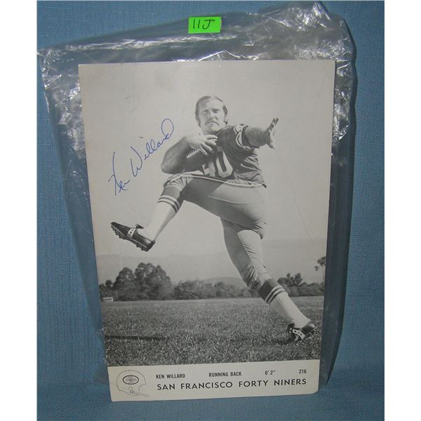Autographed Ken Willard Sanfrancisco 49ers fotball photo postcard