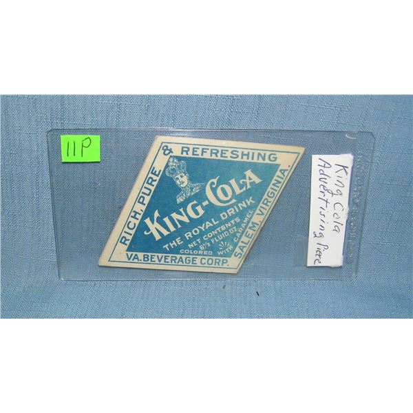 King Cola advertising piece