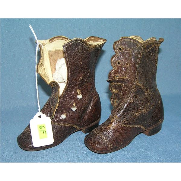 Pair of antique hand made child's shoes