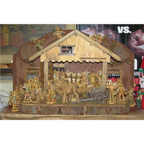 Large circa WWII illuminated manger set