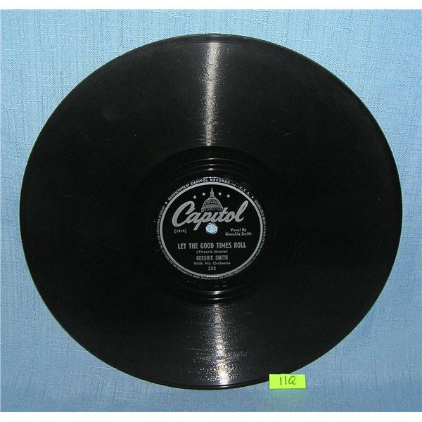 Vintage Geechie Smith 78 RPM record album