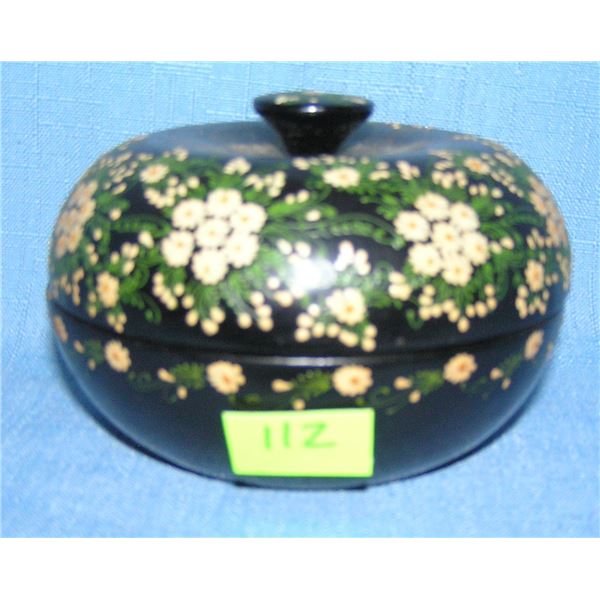 Hand painted floral trinket box
