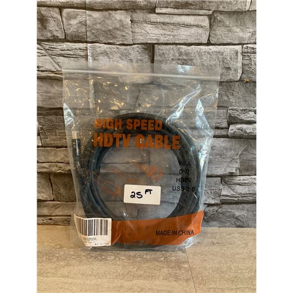 High Speed HDTV Cable 25 Foot Black